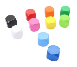 Dé neutre bleu 16 mm en bois sans marquage hêtre à l'unité