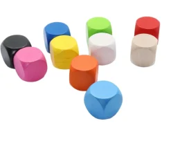 Dé neutre bleu clair 16 mm en bois hêtre sans marquage à l'unité