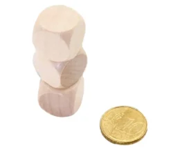Dé neutre naturel 16 mm en bois sans marquage hêtre à l'unité