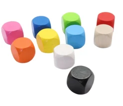 Dé neutre noir 16 mm en bois hêtre sans marquage à l'unité