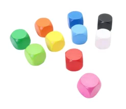 Dé neutre rose 16 mm en bois hêtre sans marquage à l'unité