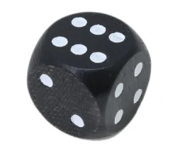 Dé noir en bois 16 mm de 1 à 6 pour jeu de société