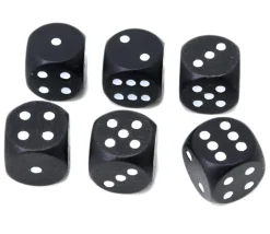 Dé noir en bois 16 mm de 1 à 6 pour jeu de société