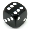 Dé noir en plastique 12 mm de 1 à 6 pour jeu de société