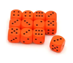 Dé orange points noirs en bois 16 mm de 1 à 6 pour jeu de société