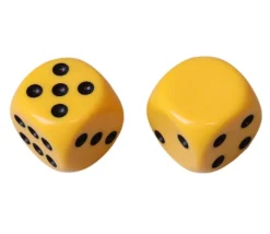 Dé Points 1 à 5 et 1 face neutre en plastique coloré 25 mm