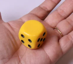 Dé Points 1 à 5 et 1 face neutre en plastique coloré 25 mm