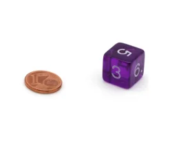 Dé translucide chiffre acrylique 14 mm à l'unité (couleur au hasard)