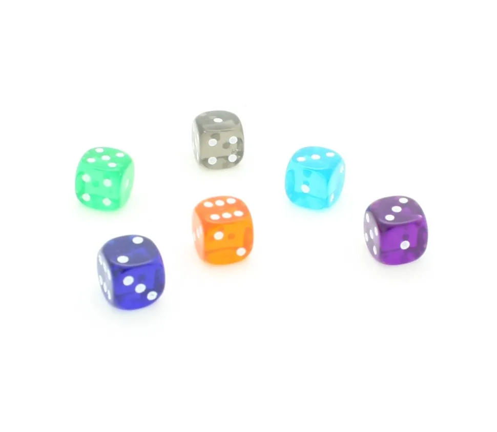 Dé translucide coloré 15 mm pour jeu