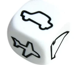 Dé Transport : train, bateau à voile, bateau moteur, avion, camion, voiture