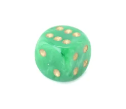 Dé vortex Vert 16 mm points dorés