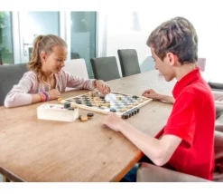 Damier/échiquier en bois noir / naturel - plateau 40 cm cases 4.5 cm