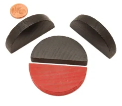 Demi-rond rouge en bois 42 x 23 x 8 mm pion de jeu
