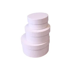 2e choix - 3 Boites gigognes rondes carton blanc - Ø 8-10-12 cm avec défauts