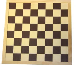 Echiquier / damier en bois sérigraphie marron plateau 40 cm cases de 45 mm