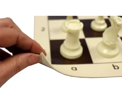 Echiquier tapis de jeu enroulable 50x50 cm échec marron/blanc