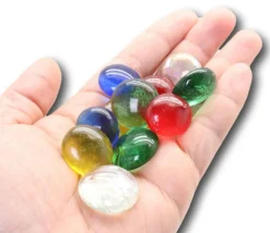 Galet coloré translucide 2 cm - bille plate pour jeu à l'unité