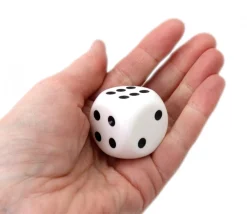 Grand Dé à jouer 32 mm de 1 à 6 blanc
