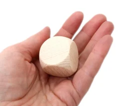Grand dé vierge 3 cm en bois naturel 30 mm neutre