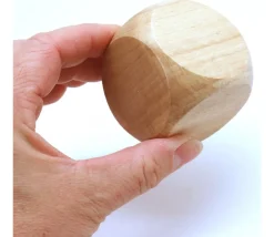 Grand dé vierge 50 mm en bois verni naturel neutre 5 cm