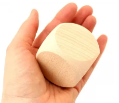 Grand dé vierge 50 mm en bois naturel neutre brut 5 cm