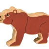 Grand pion Ours brun en bois 12 cm