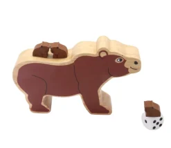 Grand pion Ours brun en bois 12 cm