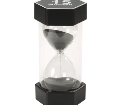 Grand sablier super lisible 15 minutes - NOIR - 16 cm MAXI