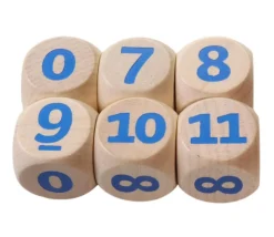 Gros dé chiffres 0 7 8 9 10 11 en bois 2 cm