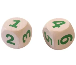 Gros dé CHIFFRES 123456 en bois de 2 cm