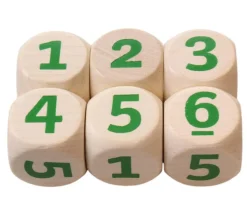 Gros dé CHIFFRES 123456 en bois de 2 cm