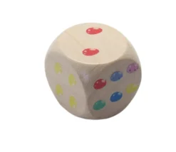 Gros dé en bois Pâques lapin et oeufs 2.5 cm