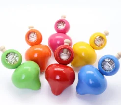 Grosse toupie bois 10 cm avec lanceur ficelle