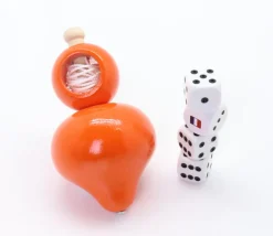 Grosse toupie bois 10 cm avec lanceur ficelle
