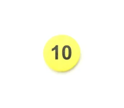 Jeton bois numéro 10 rond plat de 21 x 4 mm jaune