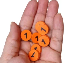 Jeton bois numéro 1 rond plat de 15 x 4 mm orange