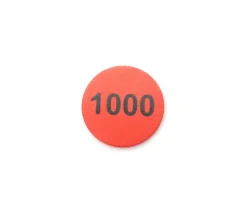 Jeton bois numéro 1000 rond plat de 30 x 4 mm rouge