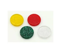 Jeton pailleté épais 25 x 5 mm galet rouge