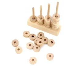 Jeton troué bois 21 x 7 mm pour abaque et jeux pion à l'unité - trou 7 mm