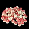 Jetons de loto en bois numérotés de 1 à 90 en rouge