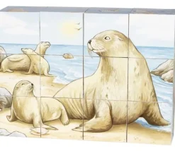 Jeu 12 cubes avec images 6 animaux sauvages - puzzle