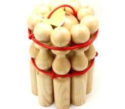 Jeu 9 Quilles bois verni de 24 cm + 2 boules en bois