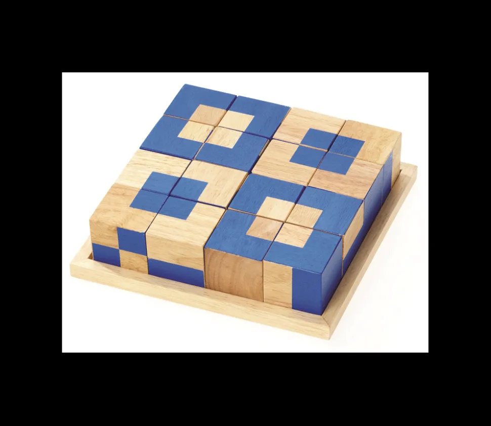 Jeu de 16 cubes bicolores sur plateau