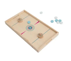 Jeu de palets 2 côtés : hockey foot et cible tout en bois