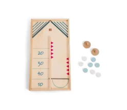 Jeu de palets 2 côtés : hockey foot et cible tout en bois