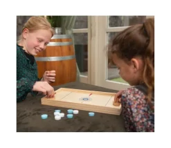 Jeu de palets 2 côtés : hockey foot et cible tout en bois