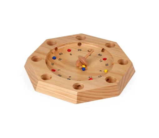 Jeu giroulette bois avec toupie et billes - super roulette