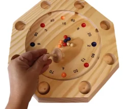 Jeu giroulette bois avec toupie et billes - super roulette
