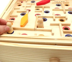 Jeu Labyrinthe à billes avec obstacles en bois 35 x 31 cm