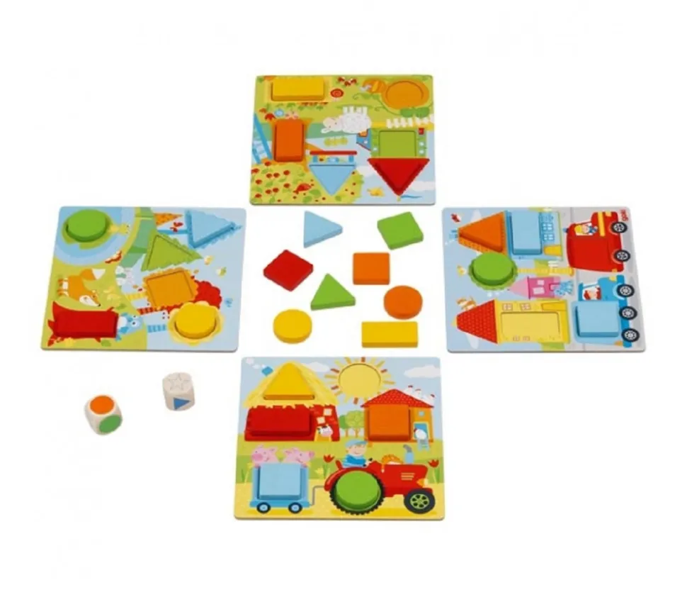 Jeu loto couleurs et formes en bois